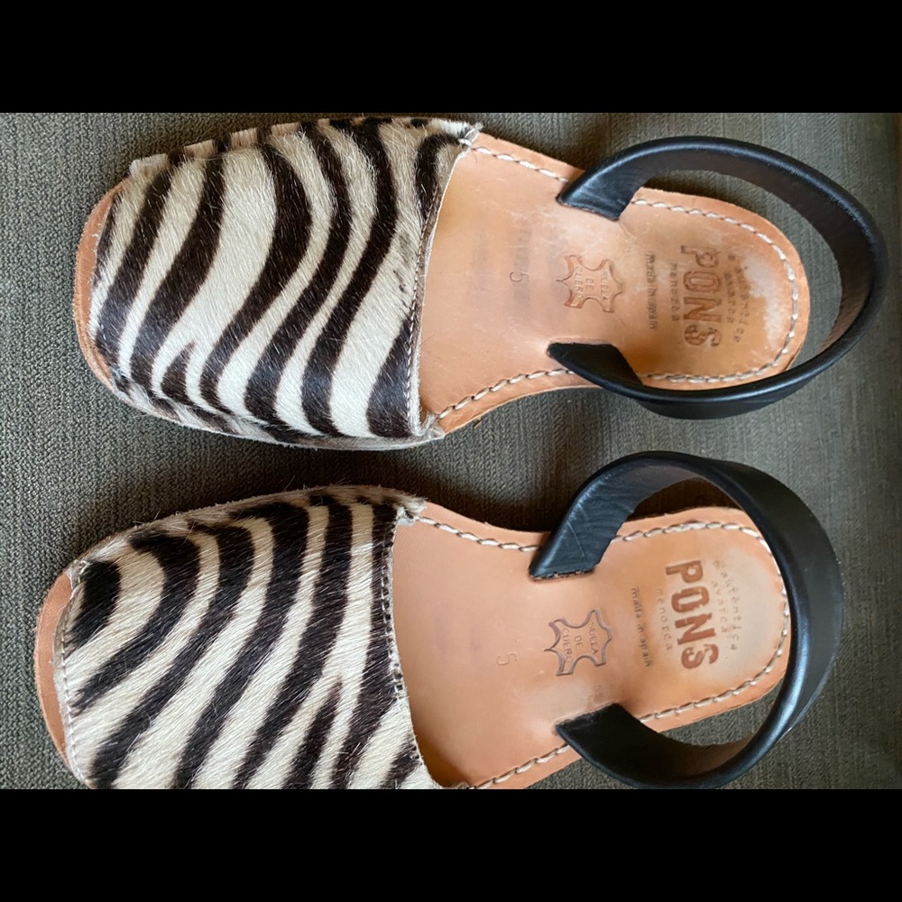 Pons Zebra print calf hair sandals.